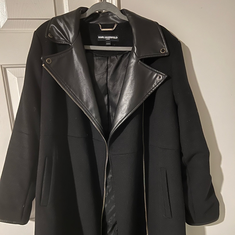 Black Karl Lagerfeld wool walker coat